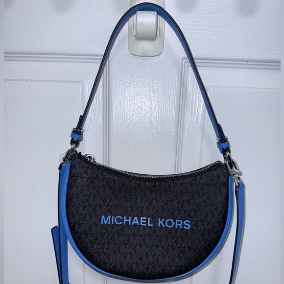 Michael Kors Kyla Small Convertable Pouchette in Blue and Black - Picture 6 of 8